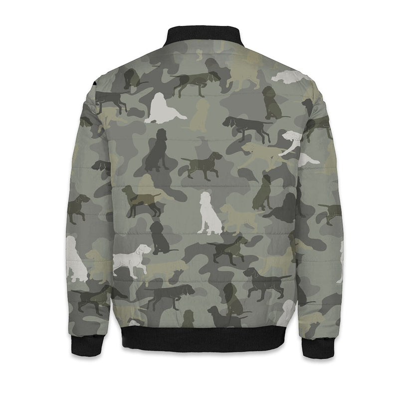 Bracco Italiano Camo Puffer Bomber Jacket - Warm Winter Coat For Dog Lover