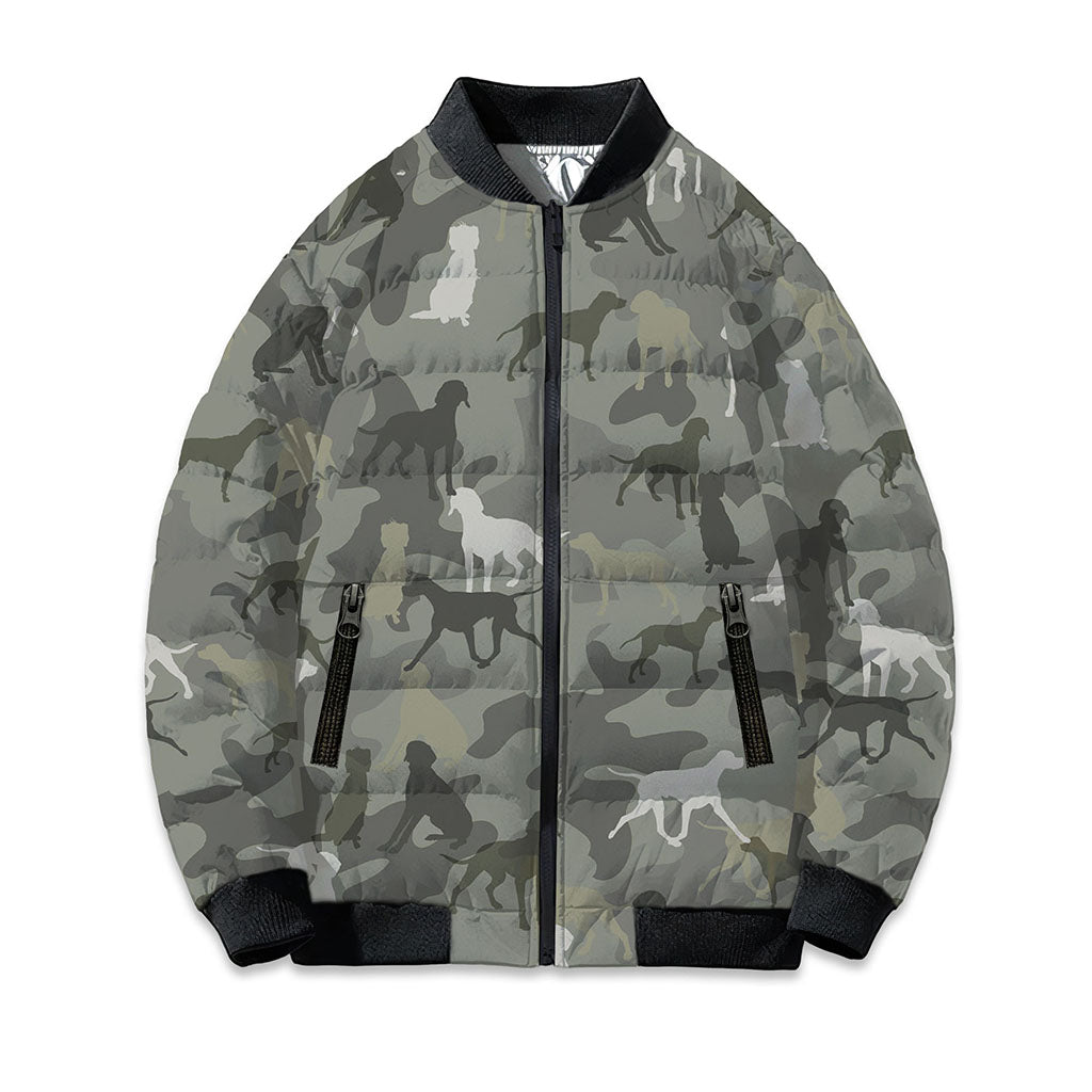 Braque Du Bourbonnais Camo Puffer Bomber Jacket