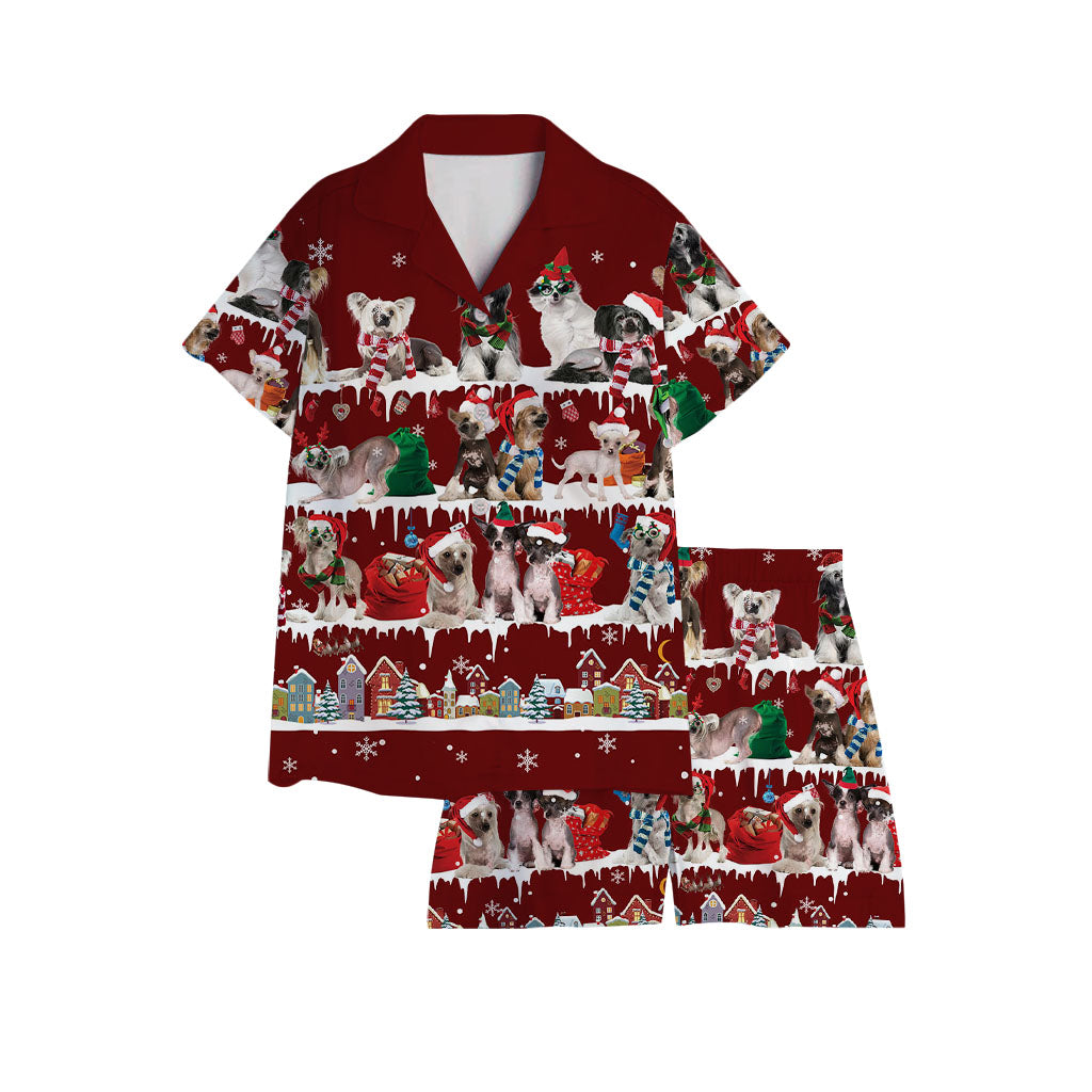 Chinese Crested Dog Snow Christmas Back