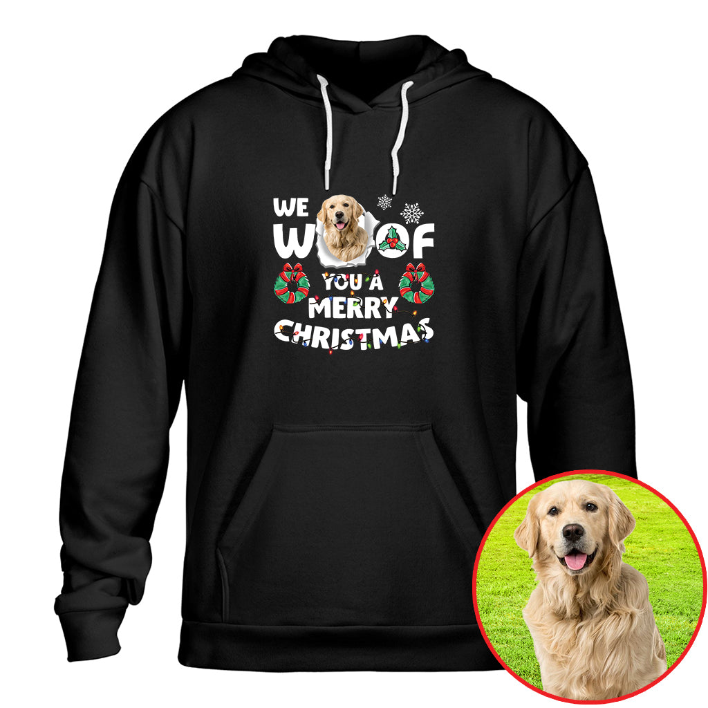 Christmas Dog Photo Shirt - We Woof You a Merry Christmas Design