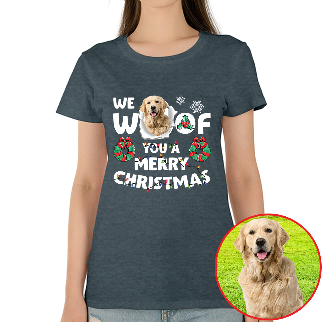 Christmas Dog Photo Shirt - We Woof You a Merry Christmas Design