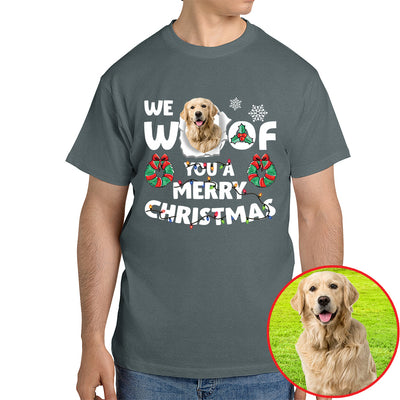 Christmas Dog Photo Shirt - We Woof You a Merry Christmas Design