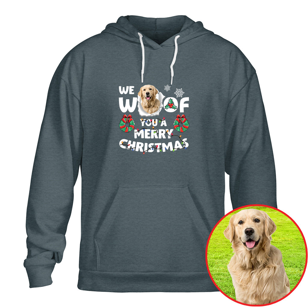 Christmas Dog Photo Shirt - We Woof You a Merry Christmas Design
