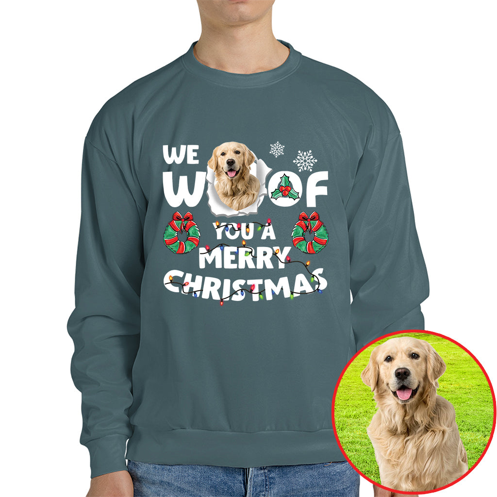 Christmas Dog Photo Shirt - We Woof You a Merry Christmas Design