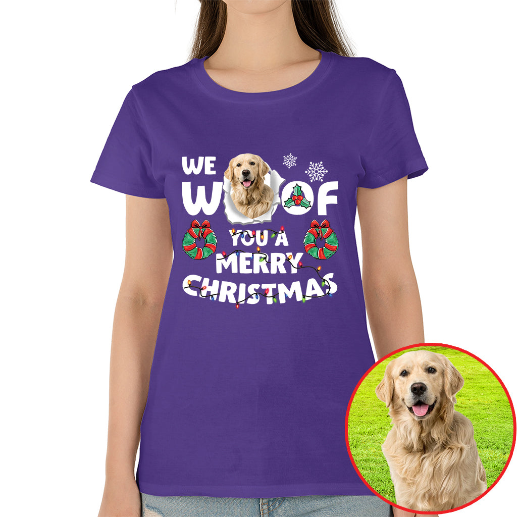 Christmas Dog Photo Shirt - We Woof You a Merry Christmas Design