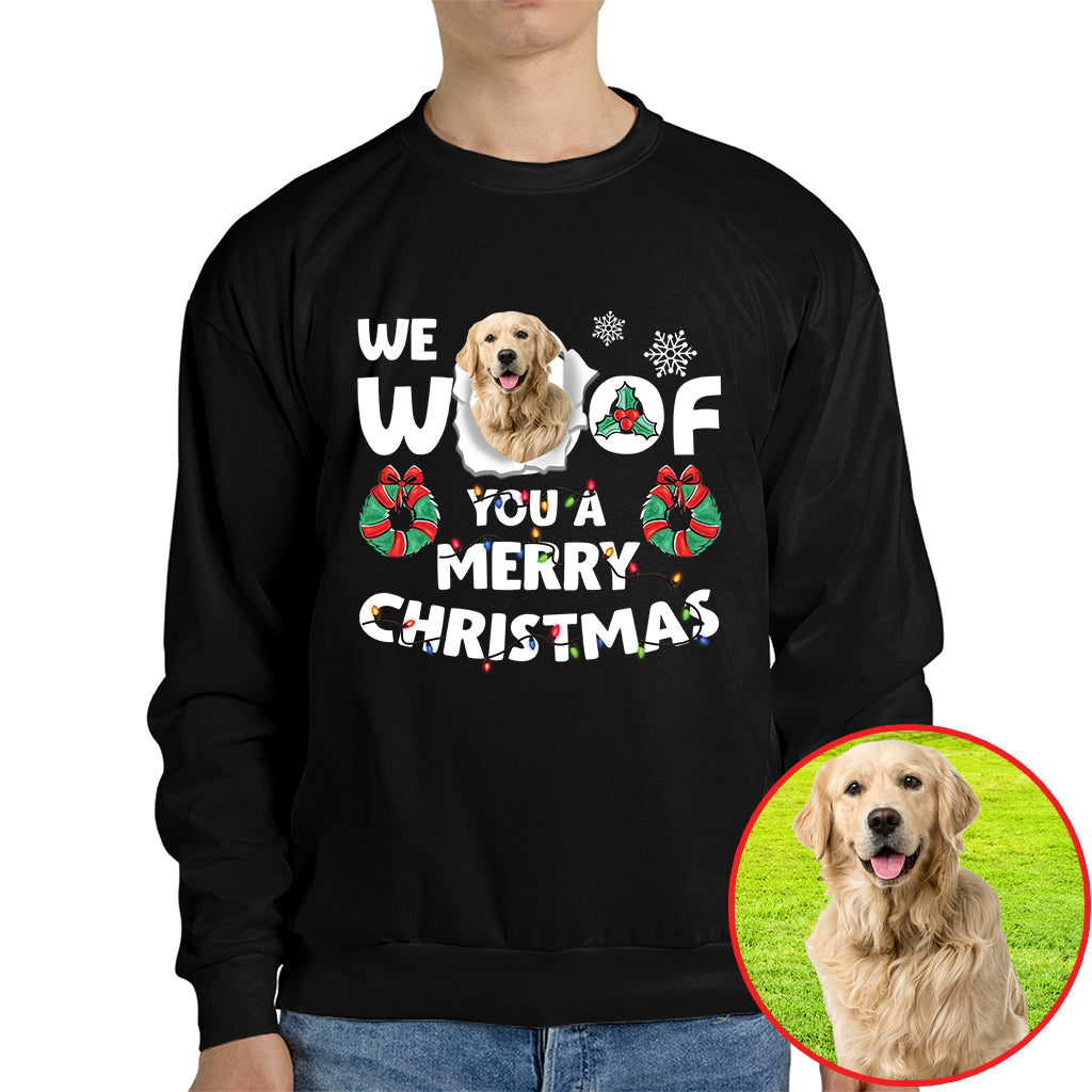 Christmas Dog Photo Shirt - We Woof You a Merry Christmas Design