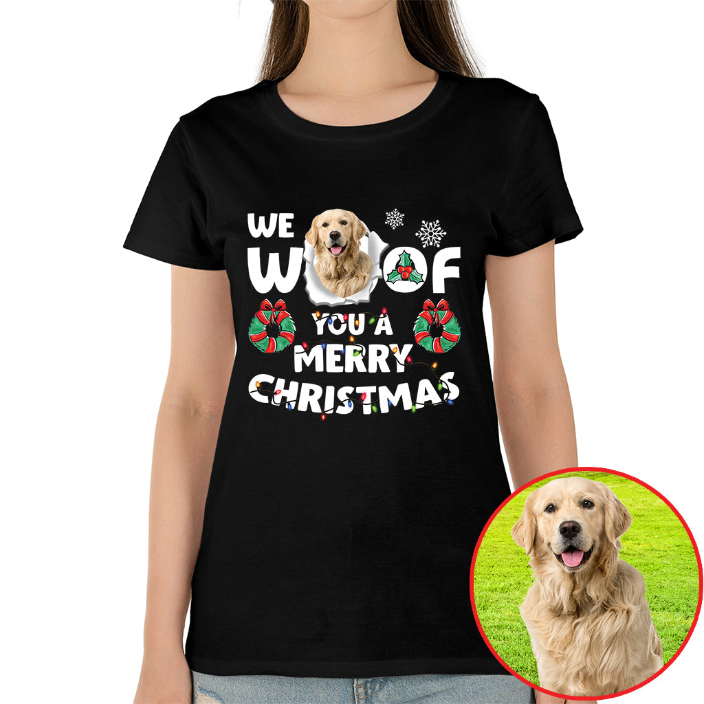 Christmas Dog Photo Shirt - We Woof You a Merry Christmas Design