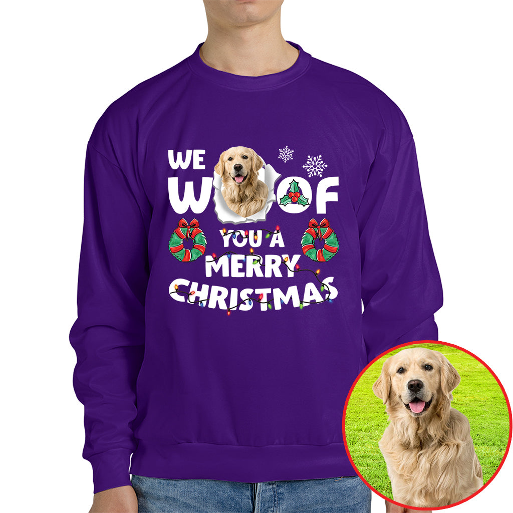 Christmas Dog Photo Shirt - We Woof You a Merry Christmas Design
