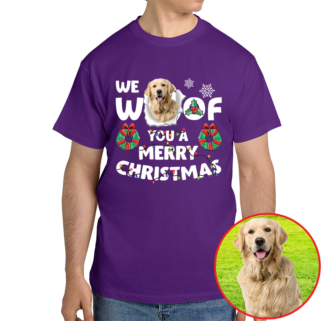Christmas Dog Photo Shirt - We Woof You a Merry Christmas Design
