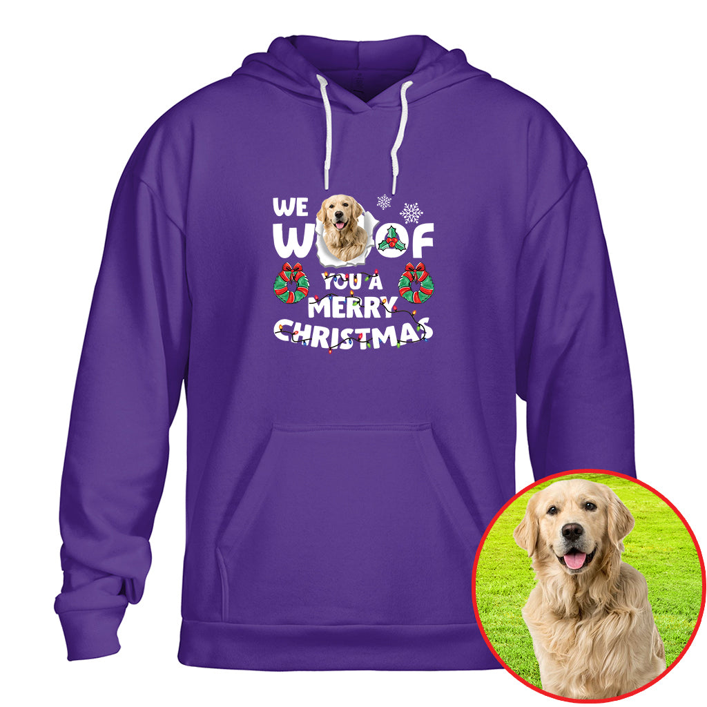 Christmas Dog Photo Shirt - We Woof You a Merry Christmas Design