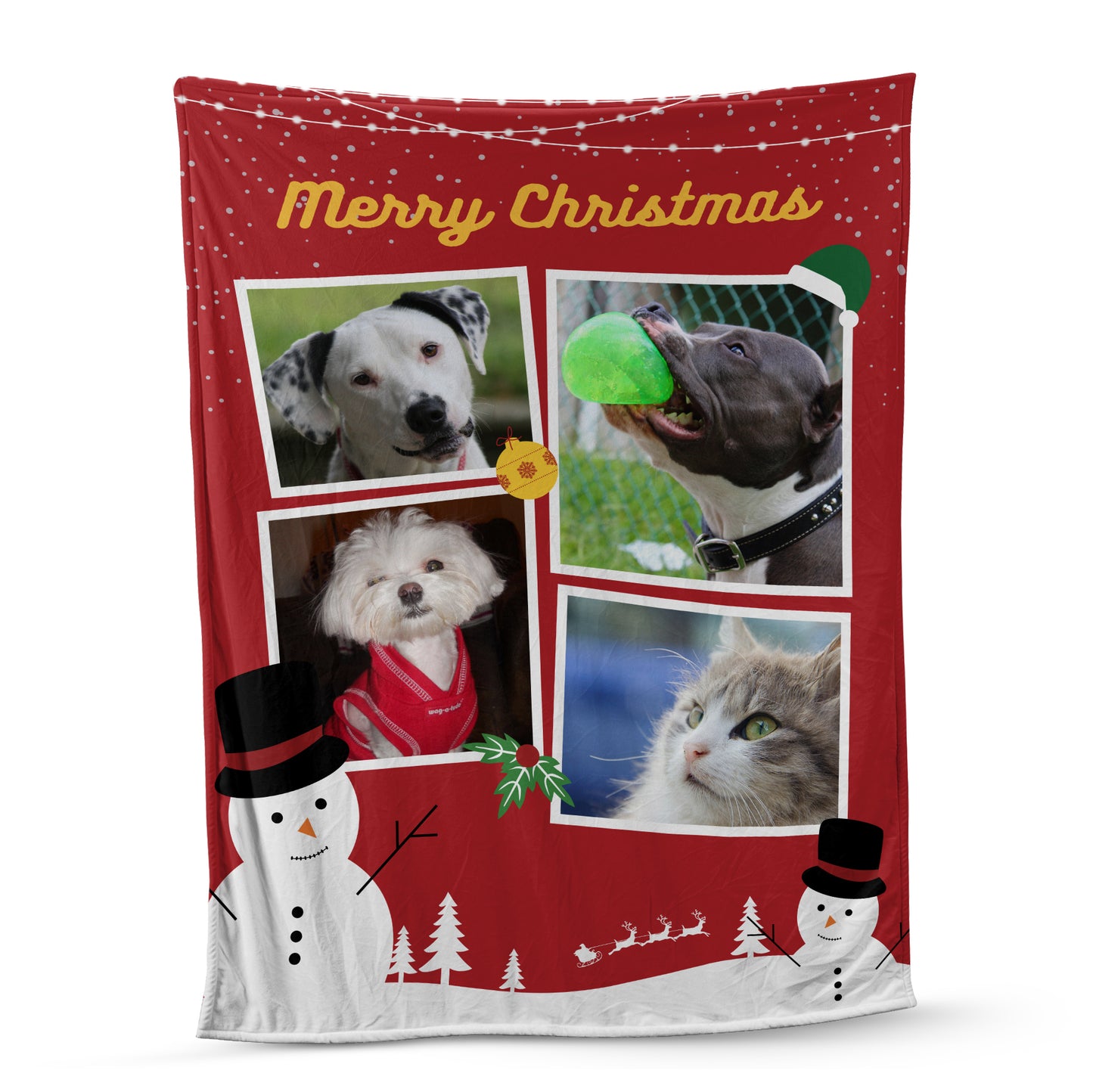 Create Your Own Personalized Dog Photo Christmas Blanket