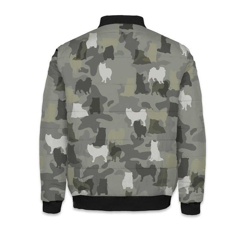 Finnish Lapphund Camo Puffer Bomber Jacket - Warm Winter Coat For Dog Lover