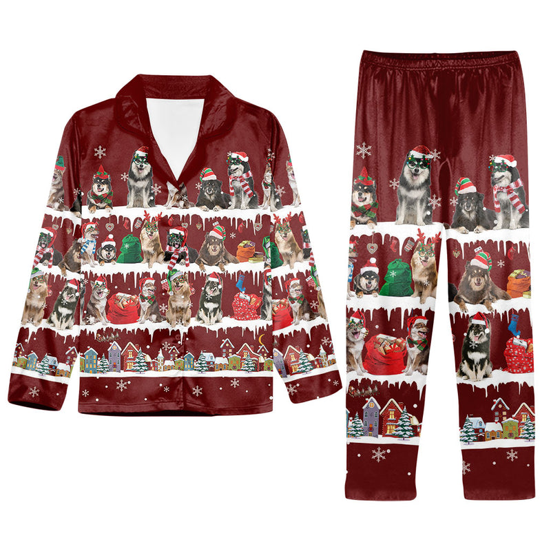 Matching Family Christmas Pajamas Set For Finnish Lapphund Dog Lover