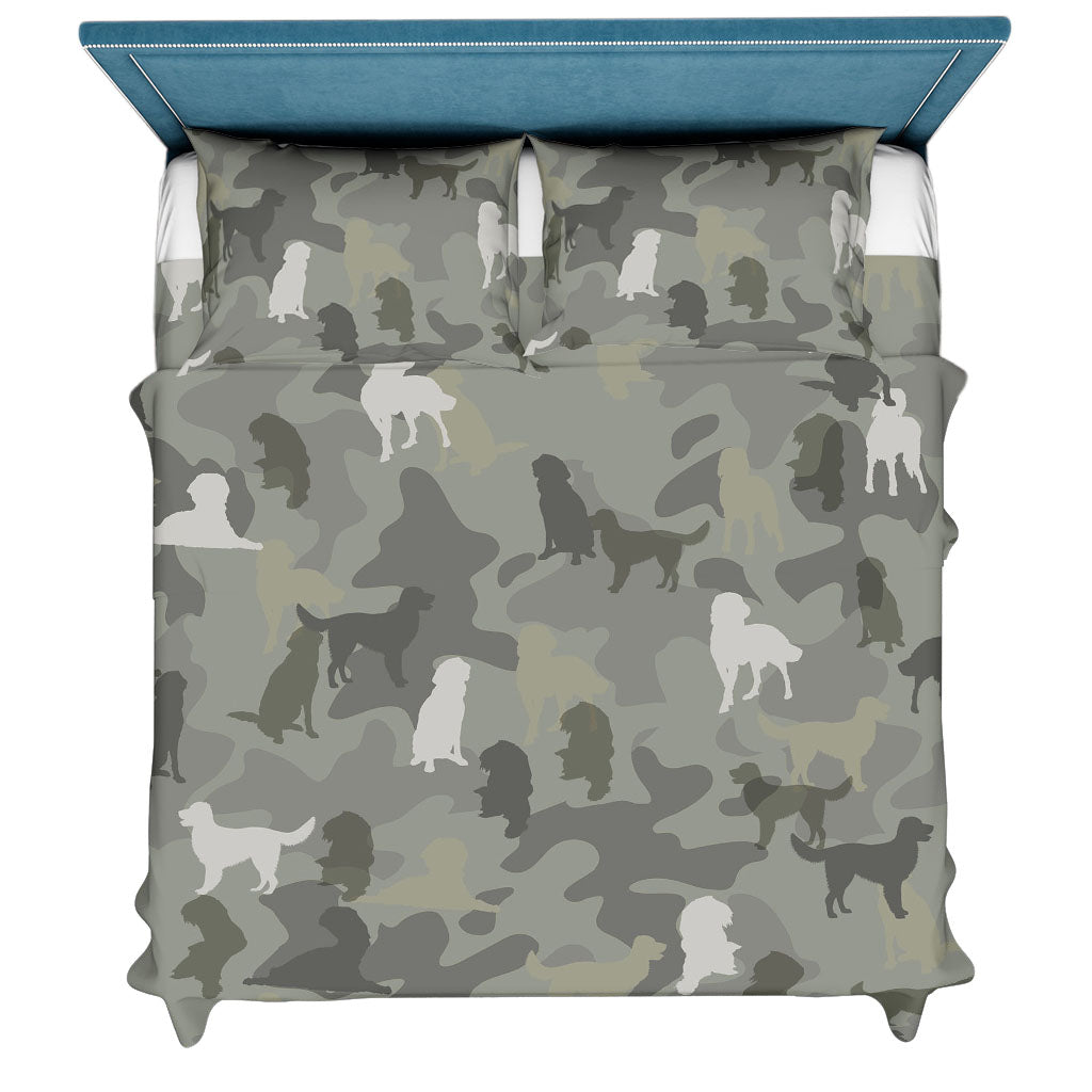 German Longhaired Pointer Camo Bedding Set - Camouflage Dog Bedding Set