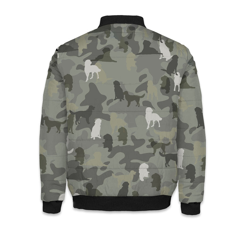 German Longhaired Pointer Camo Puffer Bomber Jacket