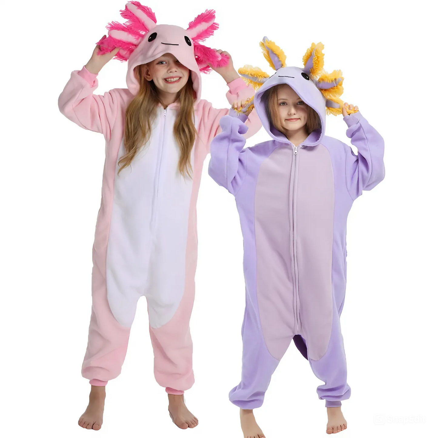 Kids' Axolotl Onesie Kigurumi | Cartoon Animal Pajama & Cosplay