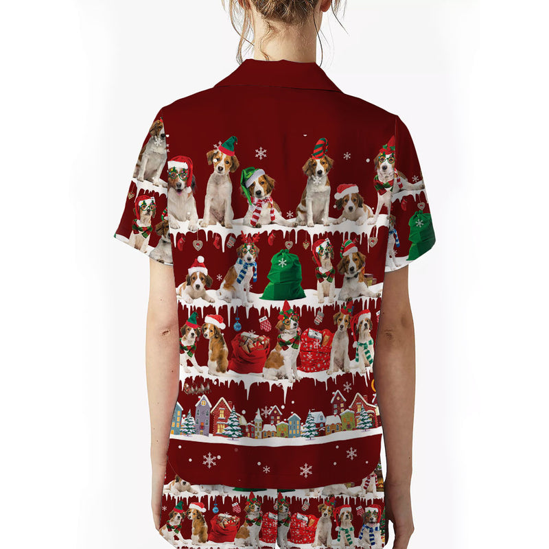 Kooikerhondje Dog Christmas Short Satin Pajama Set