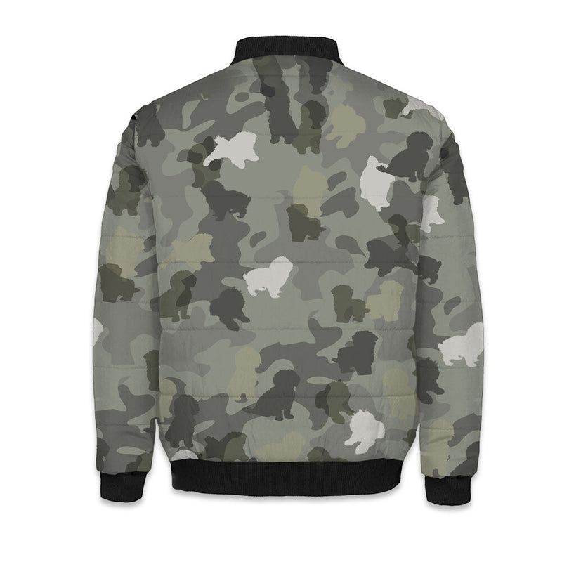 Maltipoo Camo Puffer Bomber Jacket - Warm Winter Coat For Dog Lover