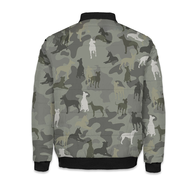 Manchester Terrier Camo Puffer Bomber Jacket - Warm Winter Coat For Dog Lover