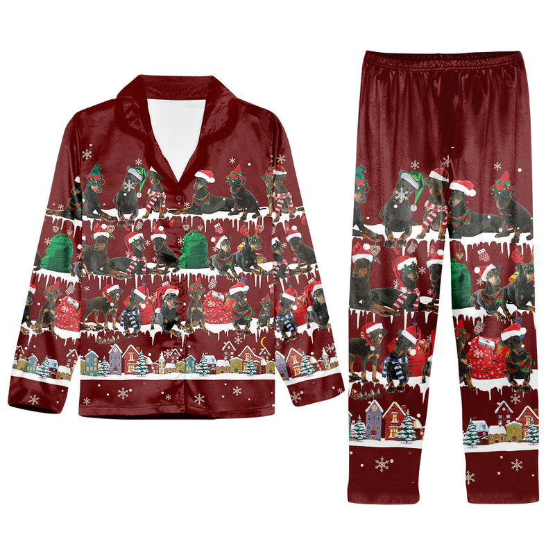 Matching Family Christmas Pajamas Set For Manchester Terrier Dog Lover