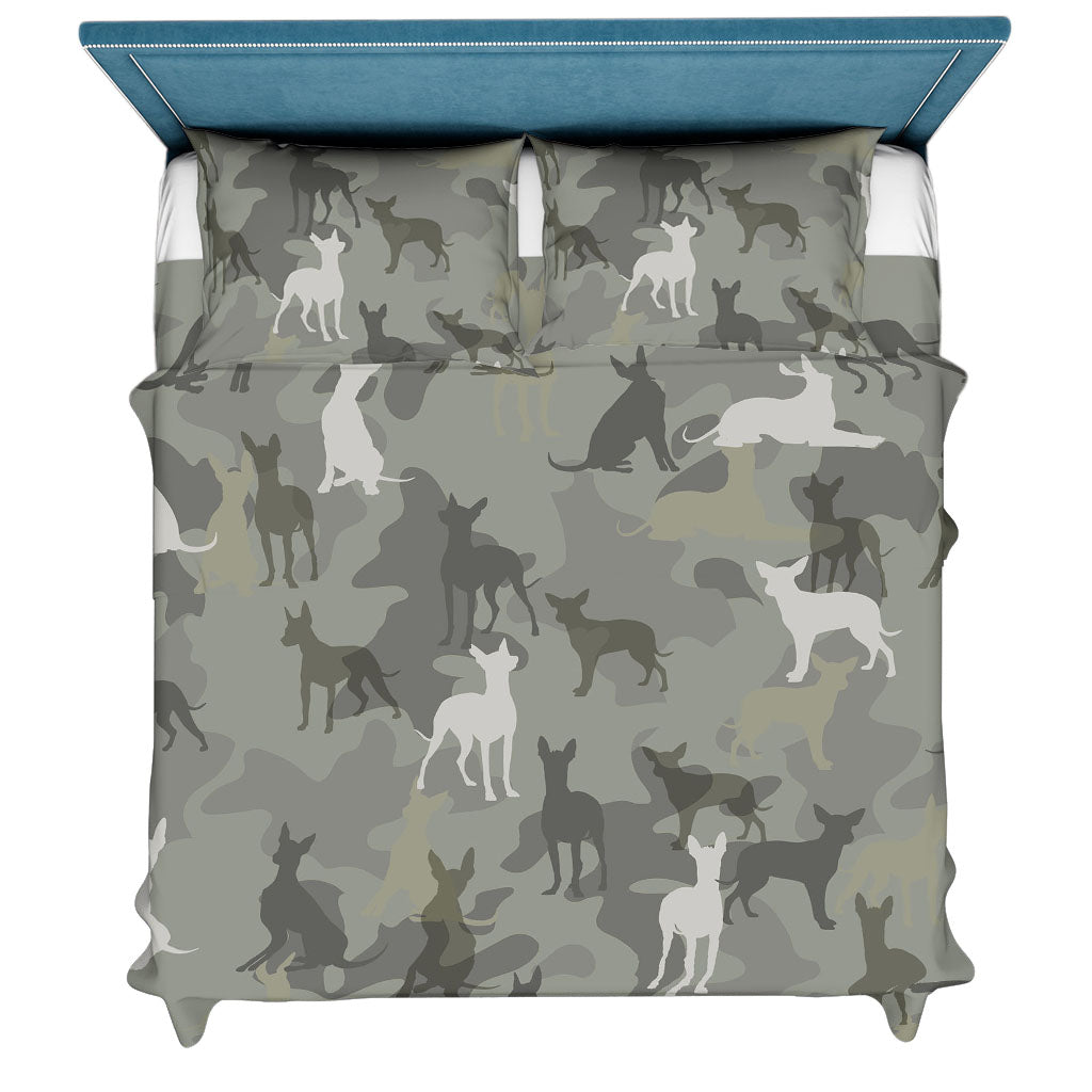 Mexican Hairless Dog Camo Bedding Set - Camouflage Dog Bedding Set