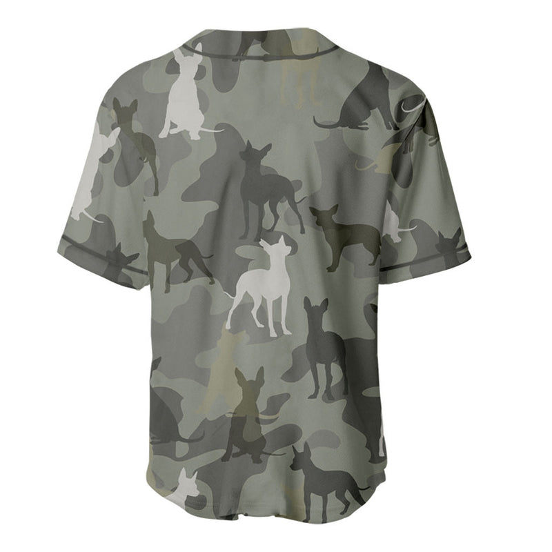 Mexican Hairless Camouflage Baseball Jersey - Camo Pattern Dog Shirt