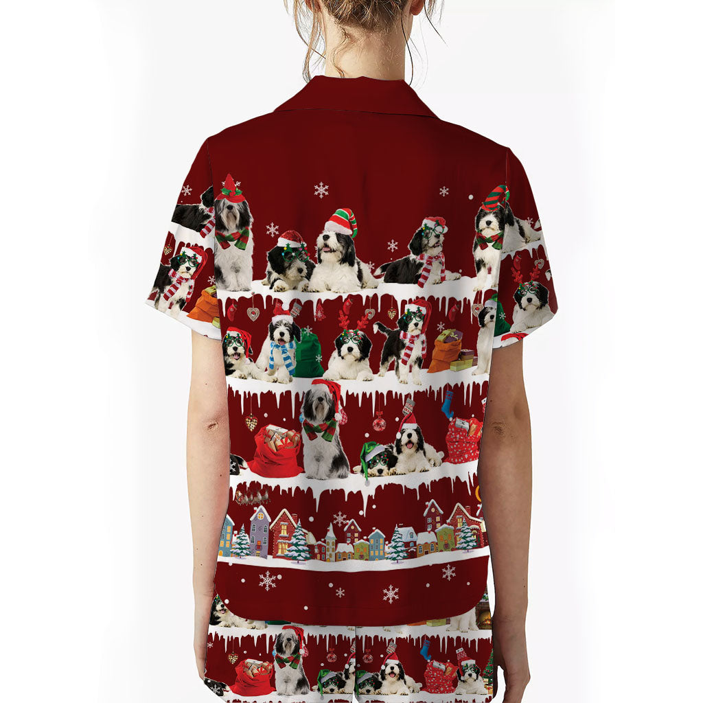 Polish Lowland Sheepdog Snow Christmas Back