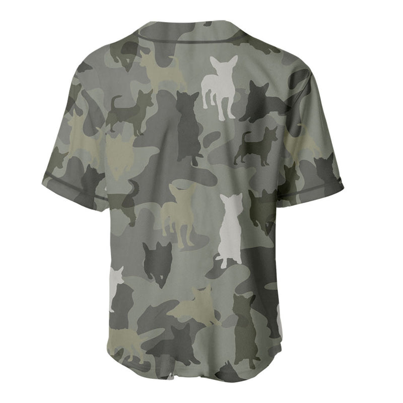 Portuguese Podengo Camouflage Baseball Jersey - Camo Pattern Dog Shirt