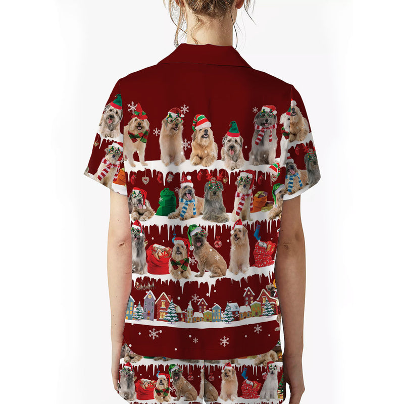 Pyrenean Shepherd Dog Christmas Short Satin Pajama Set