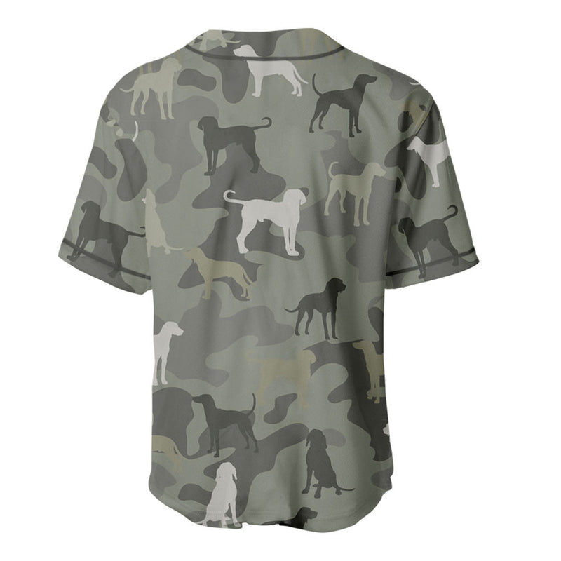 Redbone Coonhound Camouflage Baseball Jersey - Camo Pattern Dog Shirt