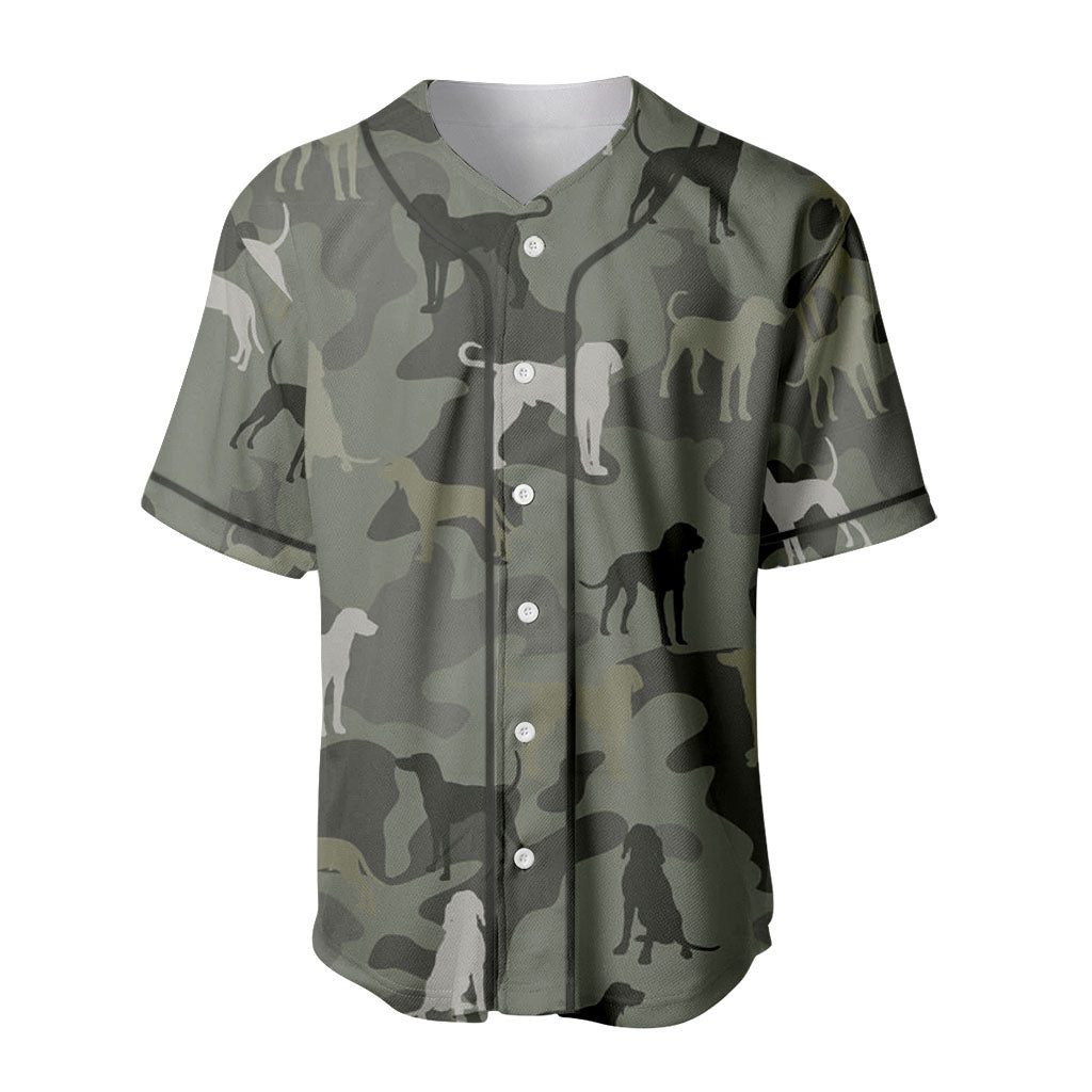 Redbone Coonhound Camouflage Baseball Jersey - Camo Pattern Dog Shirt