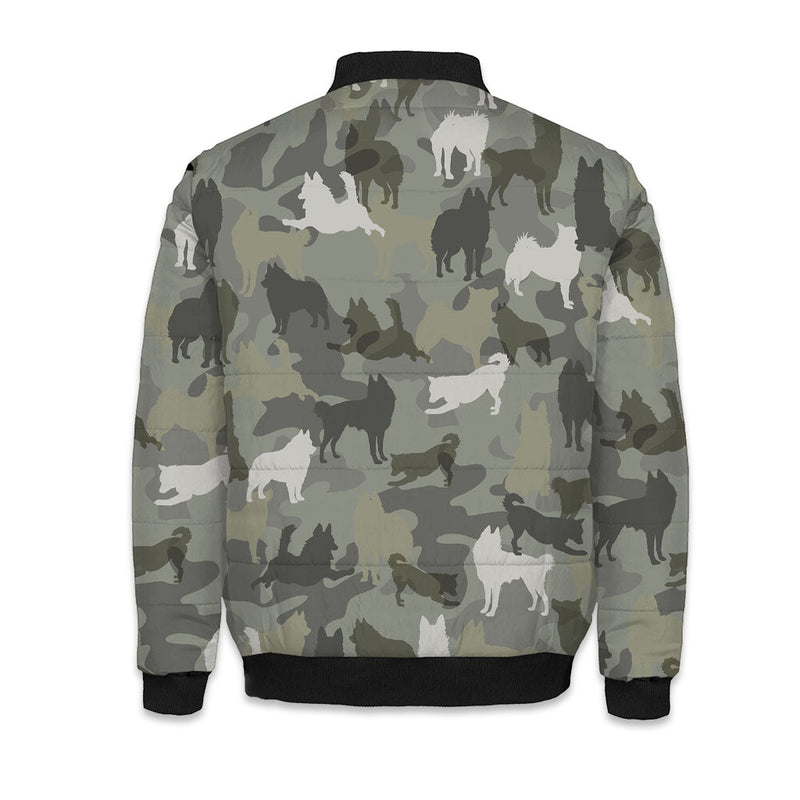 Schipperke Camo Puffer Bomber Jacket - Warm Winter Coat For Dog Lover