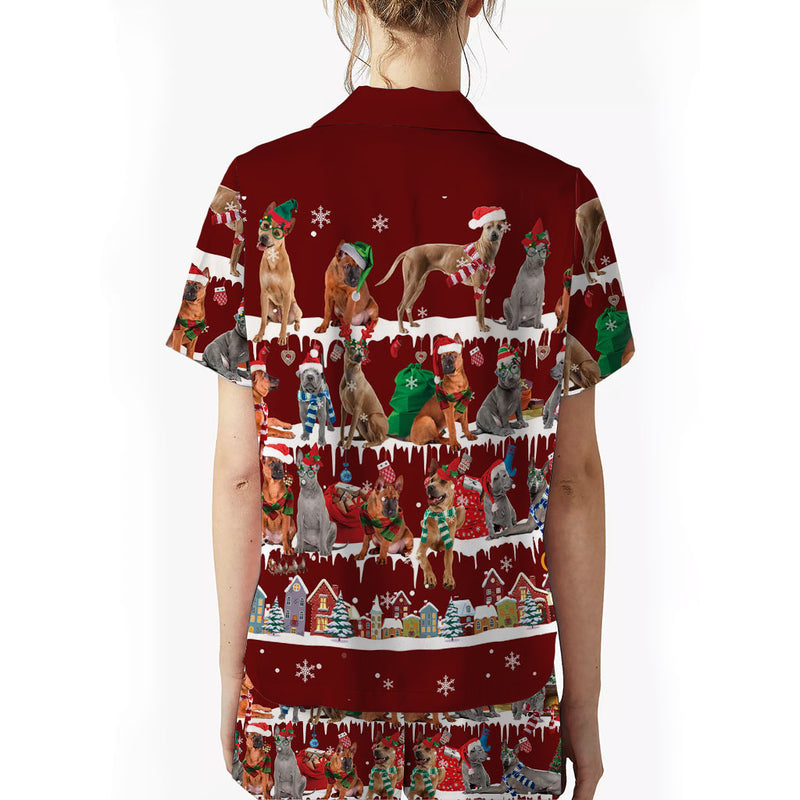 Thai Ridgeback Dog Christmas Short Satin Pajama Set