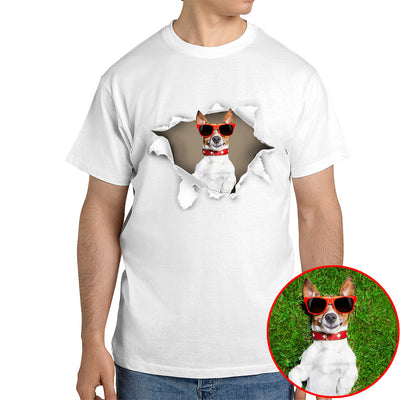 Torn Paper Pet Photo Shirt - Customizable Pet Photo T-Shirt