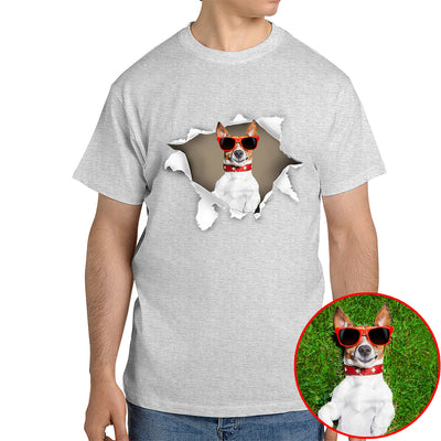 Torn Paper Pet Photo Shirt - Customizable Pet Photo T-Shirt