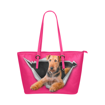 Airedale Terrier Leather Tote Bag