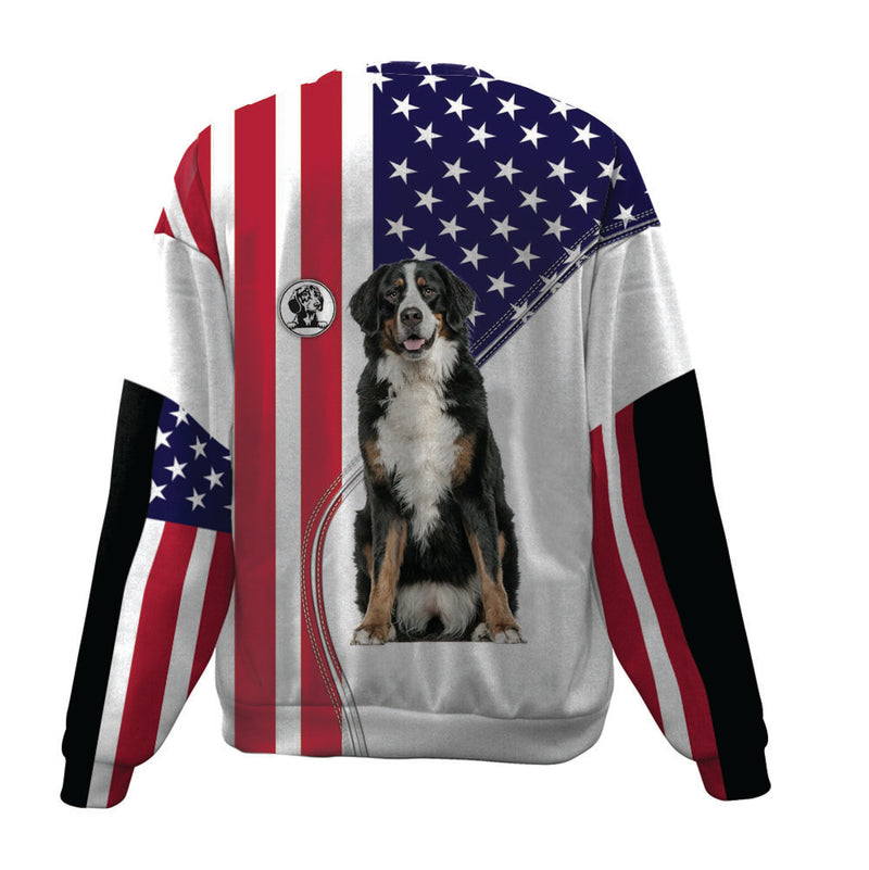 Bernese Mountain-USA Flag-Premium Sweater