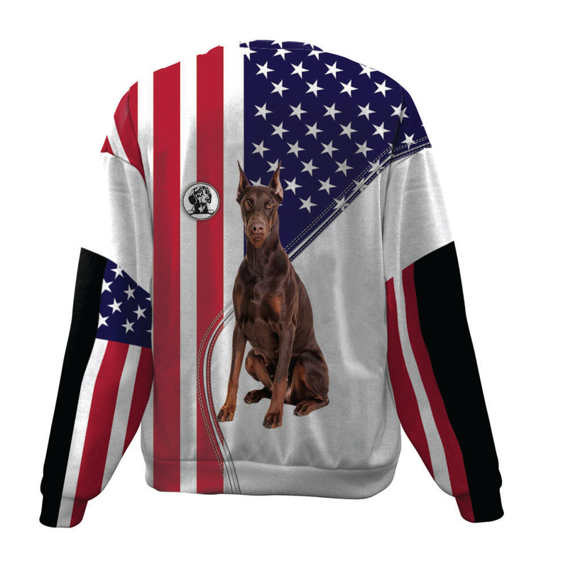 Doberman-USA Flag-Premium Sweater