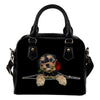 Yorkipoo Rose Zipper Shoulder Handbag