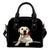 Dogo Argentino 2 Rose Zipper Shoulder Handbag