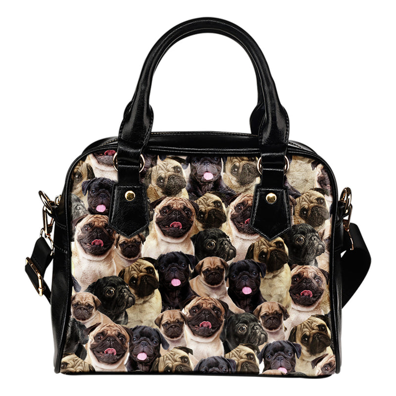Pug Full Face Shoulder Handbag