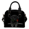 Toy Poodle Rose Zipper Shoulder Handbag