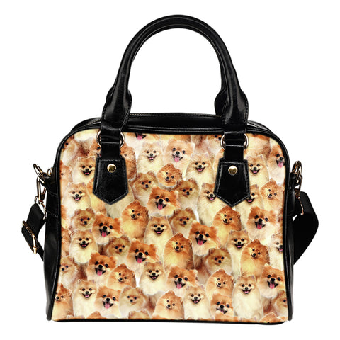 Pomeranian Full Face Shoulder Handbag