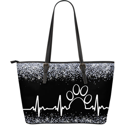 Paw heartbeat tote bag-black