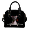 Greyhound Rose Zipper Shoulder Handbag