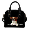 Jack Russell Terrier Rose Zipper Shoulder Handbag