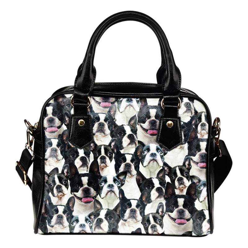 Boston Terrier Full Face Shoulder Handbag
