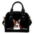 Bull Terrier Rose Zipper Shoulder Handbag