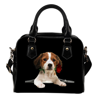 Kooikerhondje Rose Zipper Shoulder Handbag
