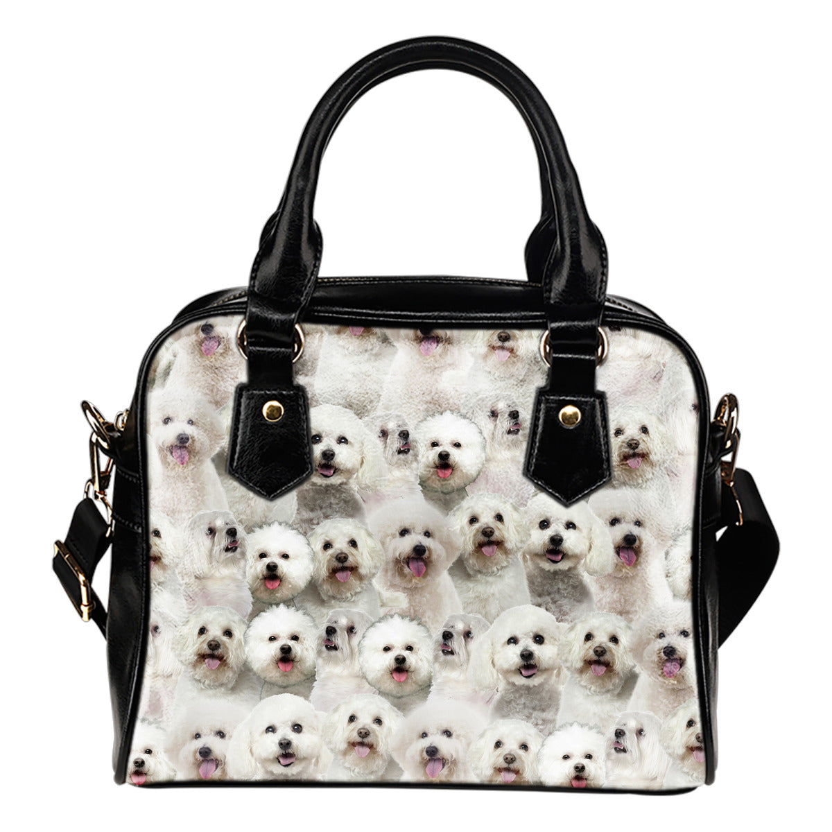 Bichon Frise Full Face Shoulder Handbag